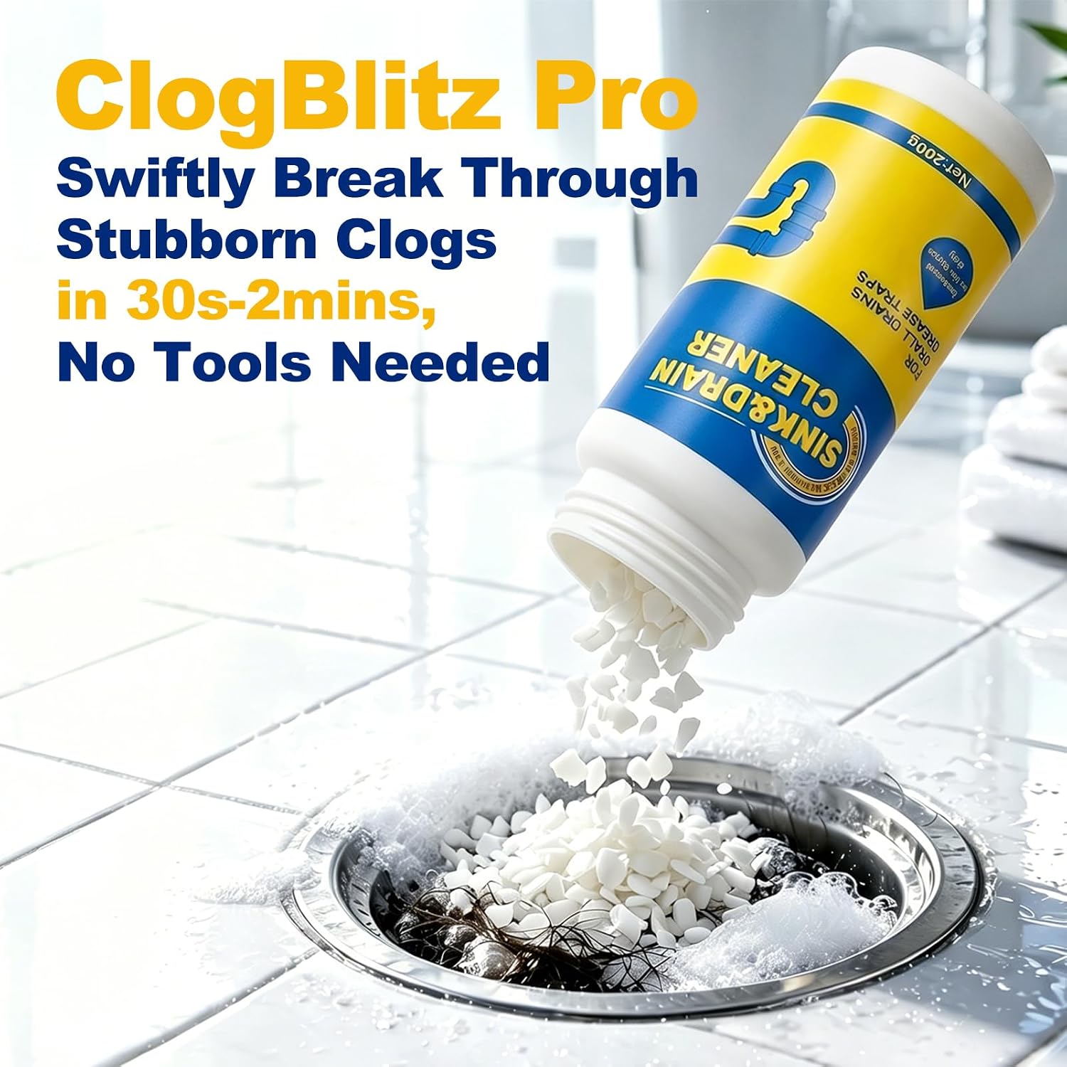 Drain Cleaner Powder for Kitchen Bathroom Sink Drains 400g