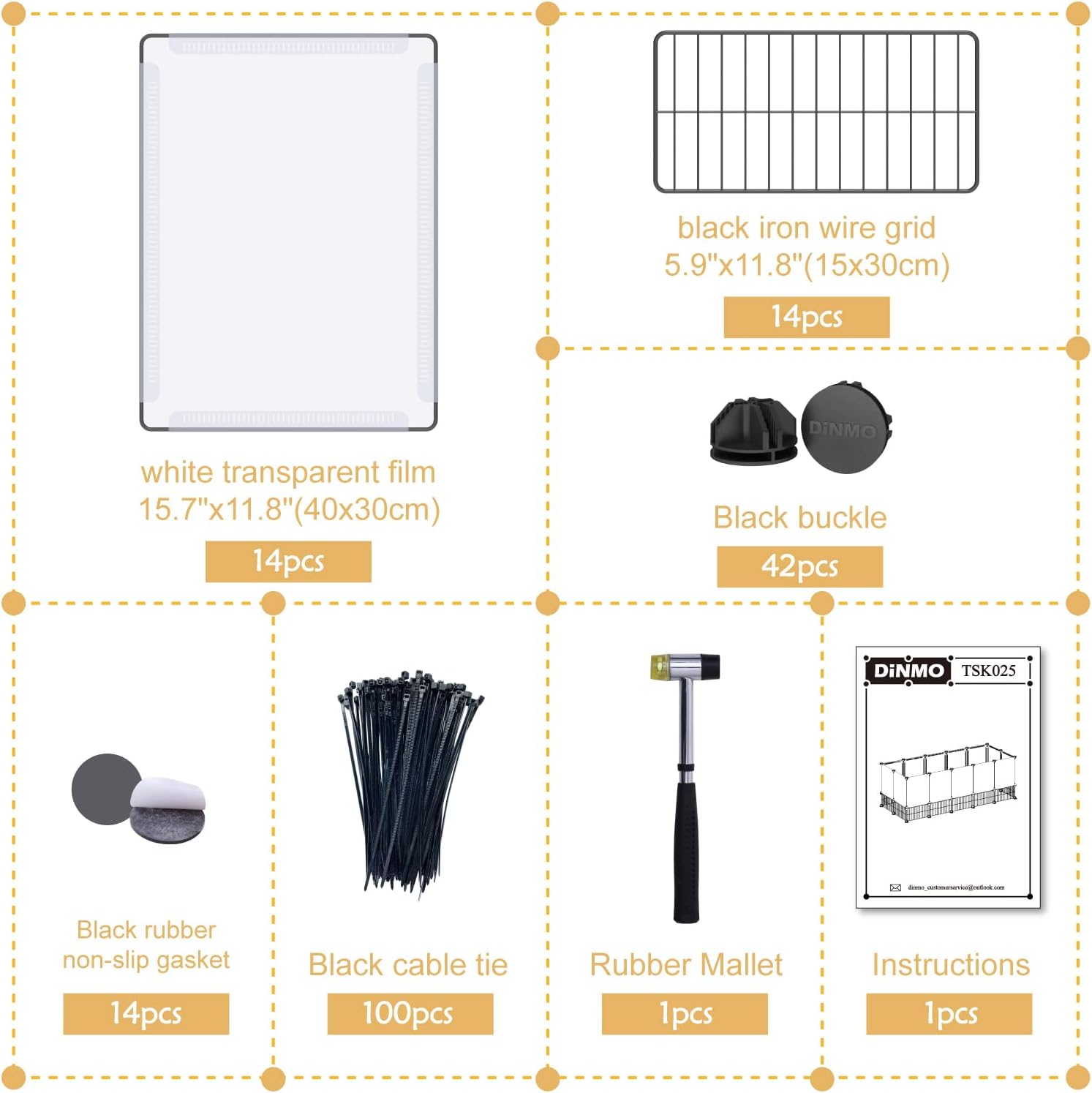 DINMO Rabbit Playpen, Guinea Pig Cages, Hamster Cages, Iron Net Bottom Design for Small Animal, Bunny, Ferret, Hedgehog, DIY, Expanded, Portable, Exercise Fence, 61.4 x 25.4 x 22.3 Inches : Pet Supplies