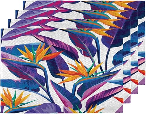 Leaf Decor Design Placemats Set of 4 Table Mats Washable Placemat Waterproof Place Mats for Party Home Dining Table Decor 18x12 in