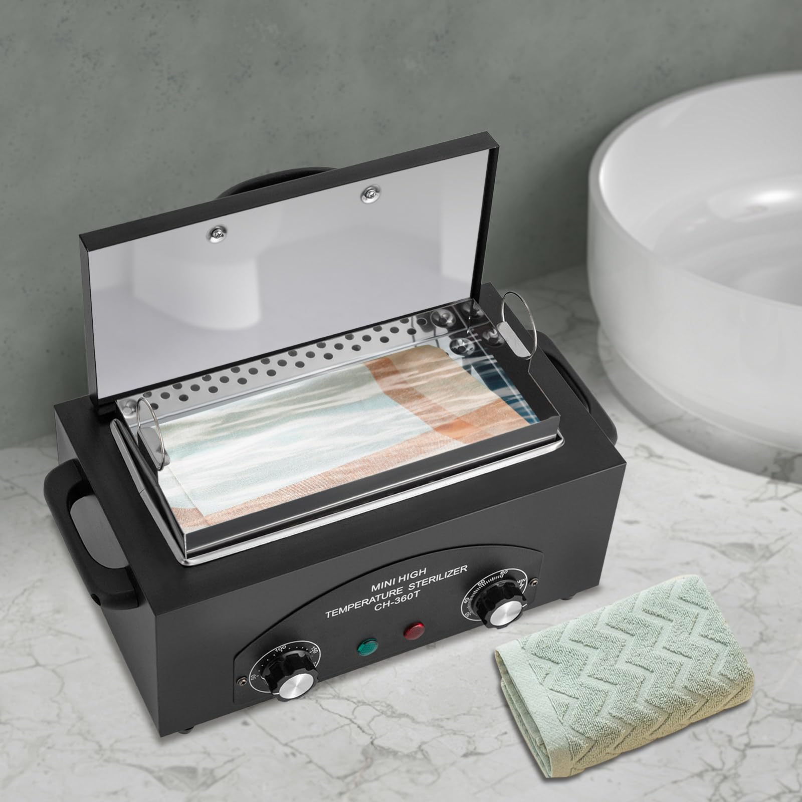 Sterylizator gorącego powietrza 300 W, dezynfekcja z timerem, sterylizator w autoklawie do instrumentów, urządzenie do sterylizacji 1,5 l z wnętrzem ze stali nierdzewnej, idealny do salonów