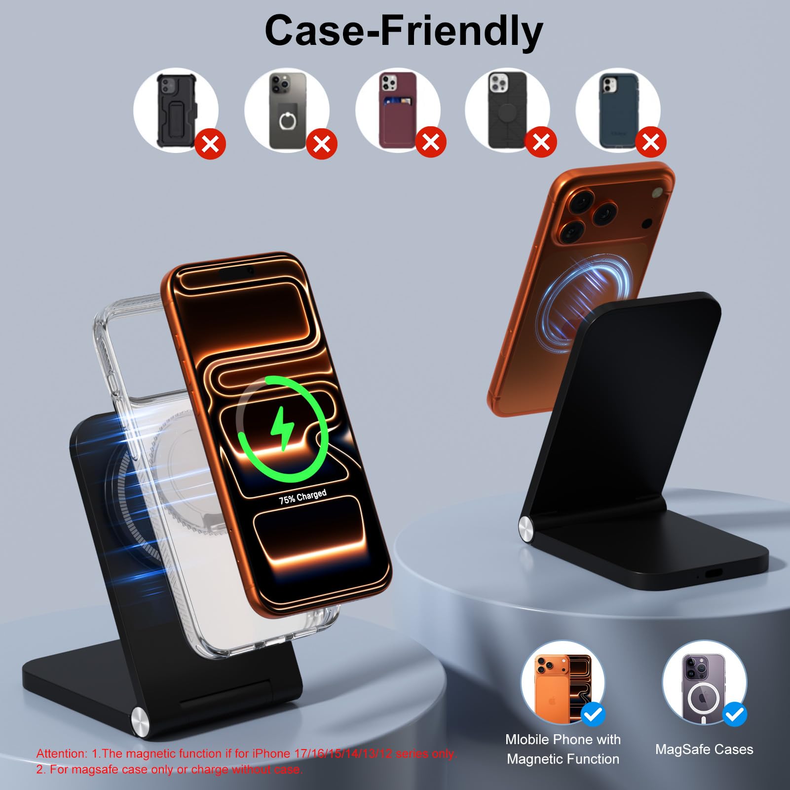 Mag-Safe bezprzewodowa ładowarka, magnetyczna stacja ładująca, szybka stacja ładująca Mag-Safe, kompatybilna z iPhone 16, 15, 14, 13, 12, AirPods Pro 2, AirPods 3