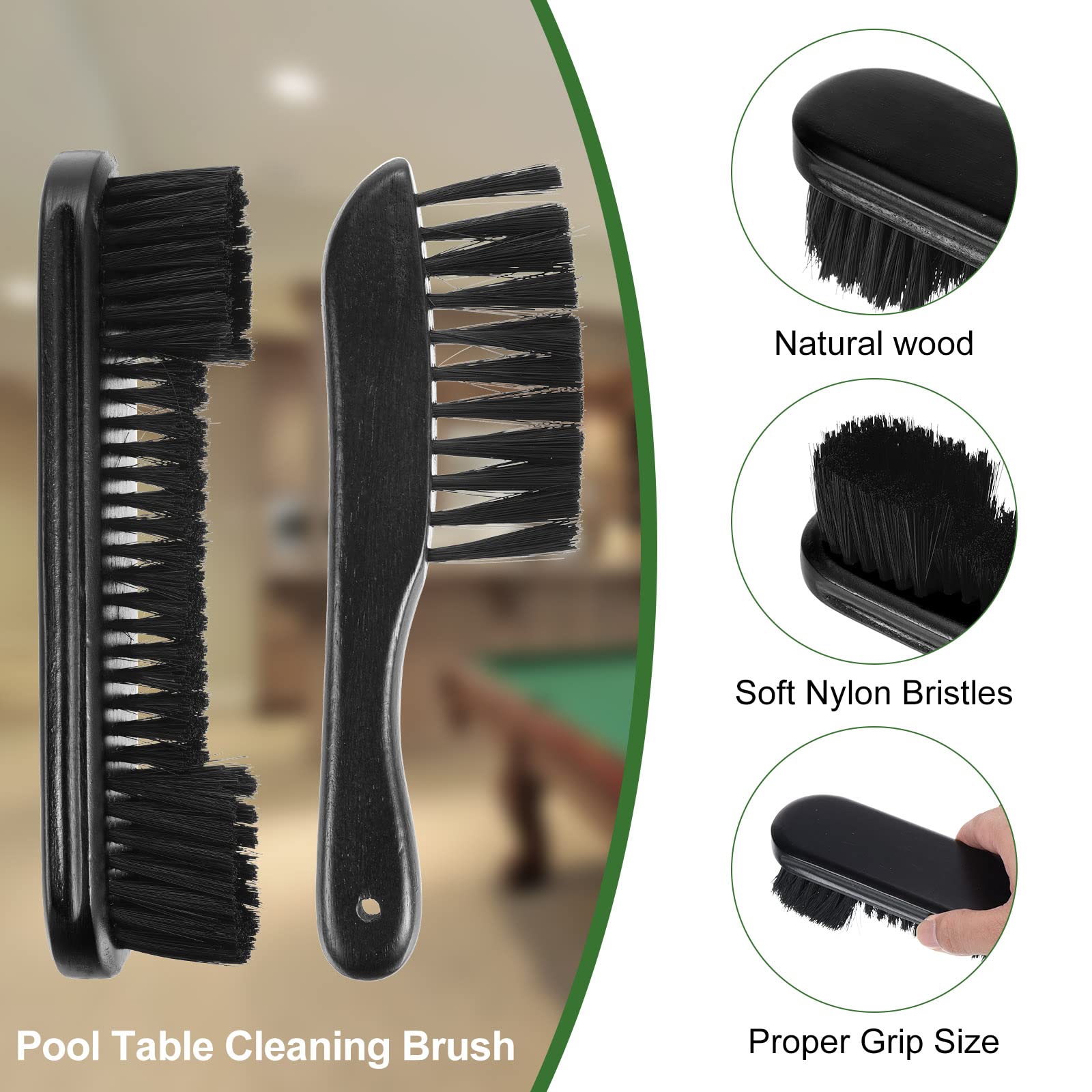 PATIKIL Biliardo Tavolo Pulizia Spazzola Set, Biliardo Tavolo Spazzola Rotaia Spazzola Stecca Pulizia Panno Sticky Lint Roller & Spare Core Pool Table Clean Kit