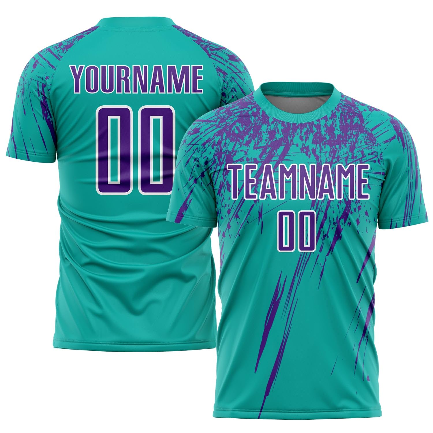 Generic Custom Soccer Jerseys for Boys Men Women Youth, Aqua Purple White Personalized Soccer Jersey Printed Name Number Logo Sports Jersey