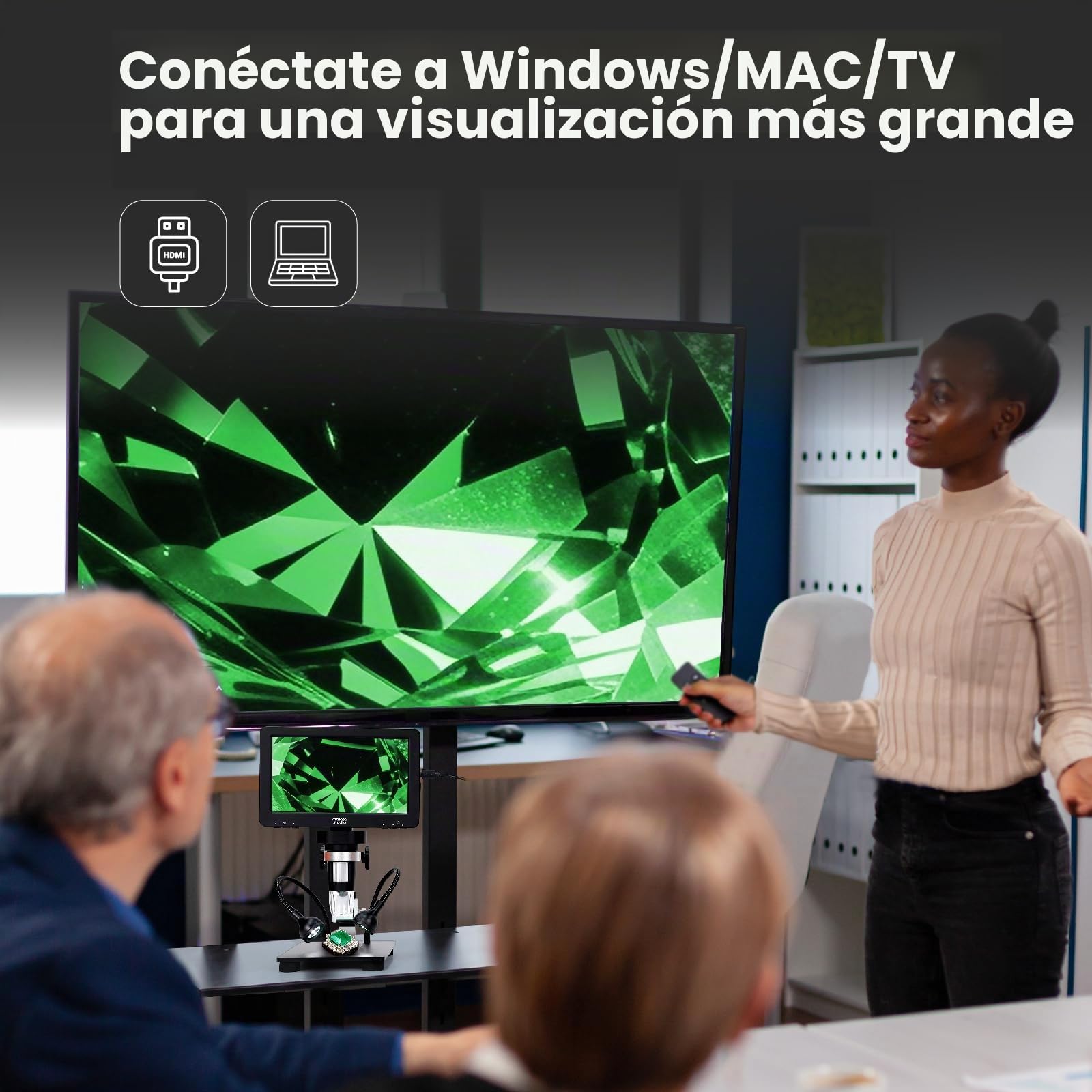 Microscopio Digital MT2 1200X HDMI con Pantalla IPS HD de 7'', Microscopio de Soldadura con Lupa para Monedas 1080P para Niños y Adultos, 10 Luces LED, Compatible con TV/Windows/Mac OS
