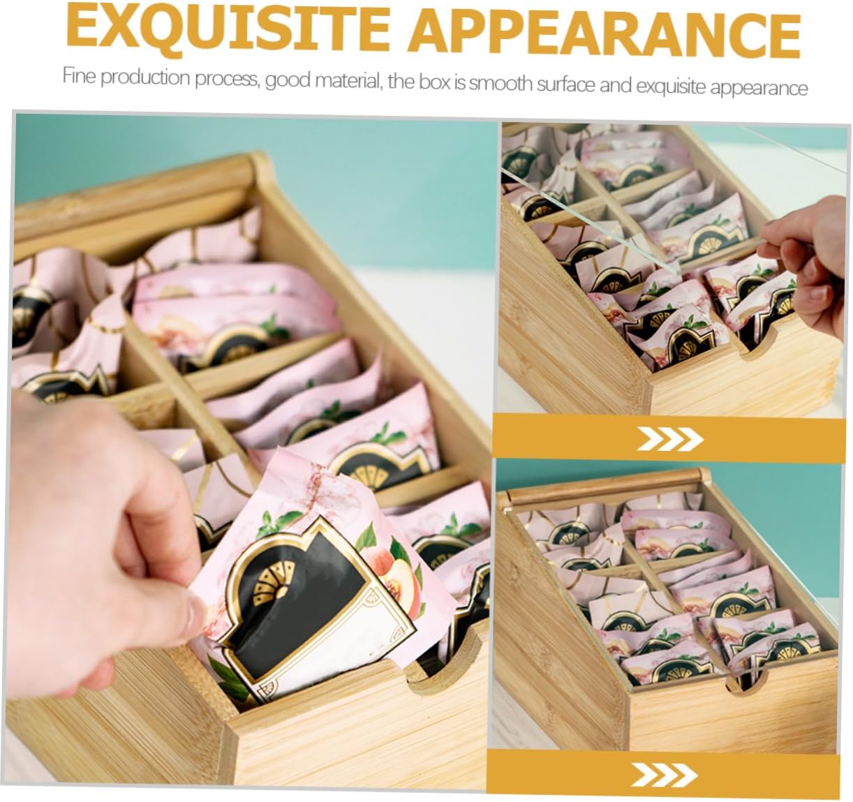 Ciieeo Tea Bag Holder Storage Box Lid Multi-purpose Organizer for Tea Bags Coffee Container for Home and Kitchen Use