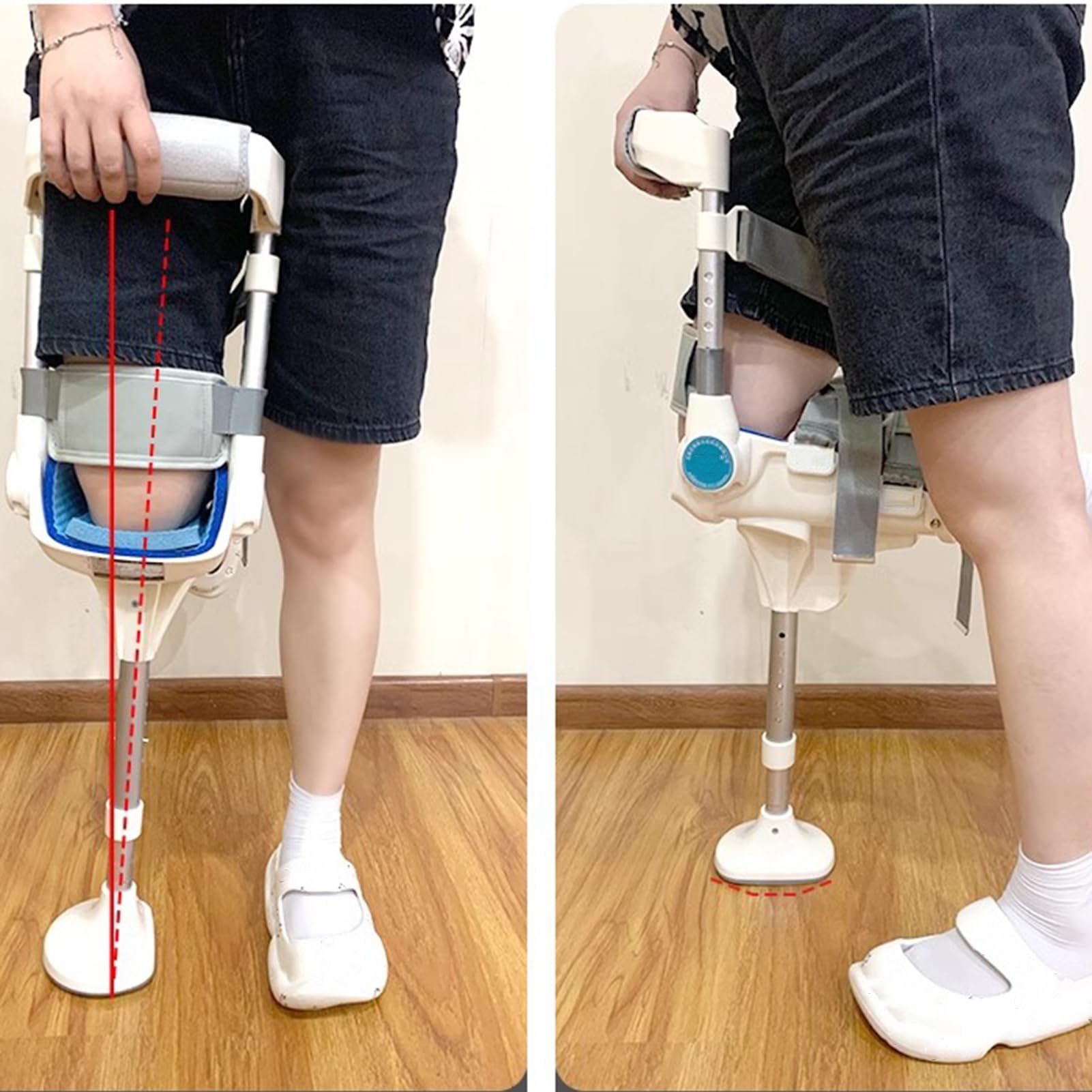 Muletas Manos Libres para Adultos, muleta de Rodilla sin Dolor, Entrenador para Caminar, muleta ergonómica para Caminar Individualmente para Adultos, Altura Ajustable, Capacidad de Carga de hasta 22