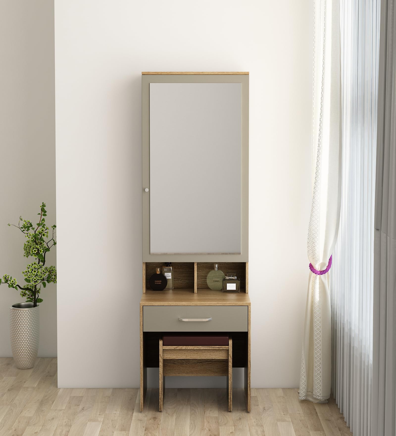 Spacewood Dressing Table | Nester | 3 Year Warranty | 2 Shelves & 1 Drawer, Vanity Table for Bedroom, Living Room, and Home| Engineered Wood | Sebastian Oak-image-14
