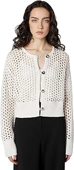 Derek Lam 10 Crosby Women's Syvie Crochet Sequin Cardigan, White