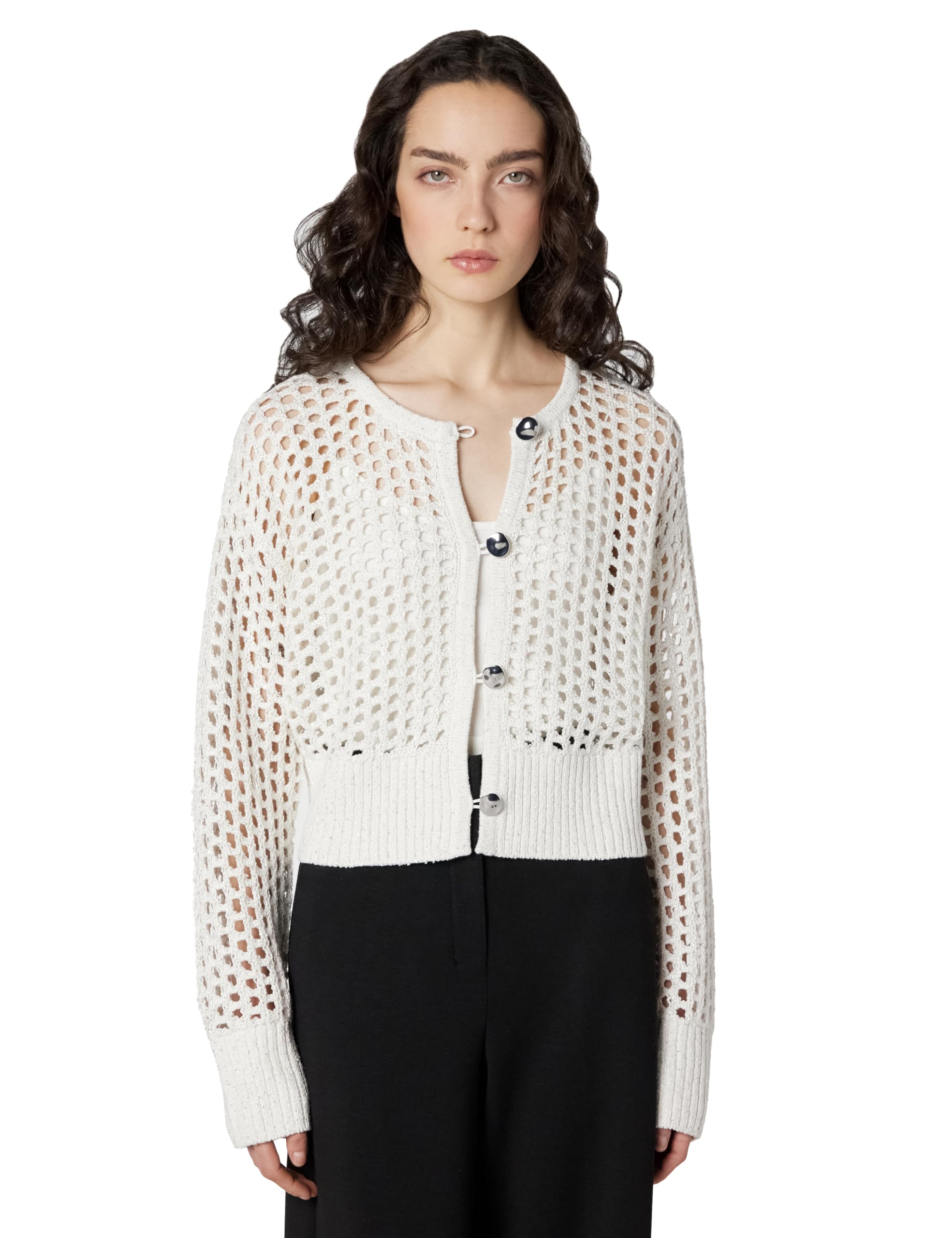 Derek Lam 10 Crosby Womens Syvie Crochet Sequin Cardigan