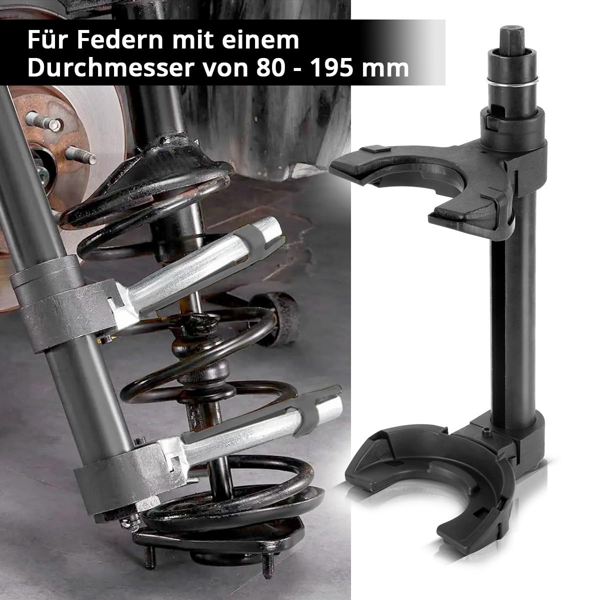 STAHLWERK Tensor de muelles con fuerza de sujeción de 1,5 t | tensor de montaje para coche | herramienta de tuning | tensor de resorte interior | herramienta de puntal para el montaje y desmontaje de
