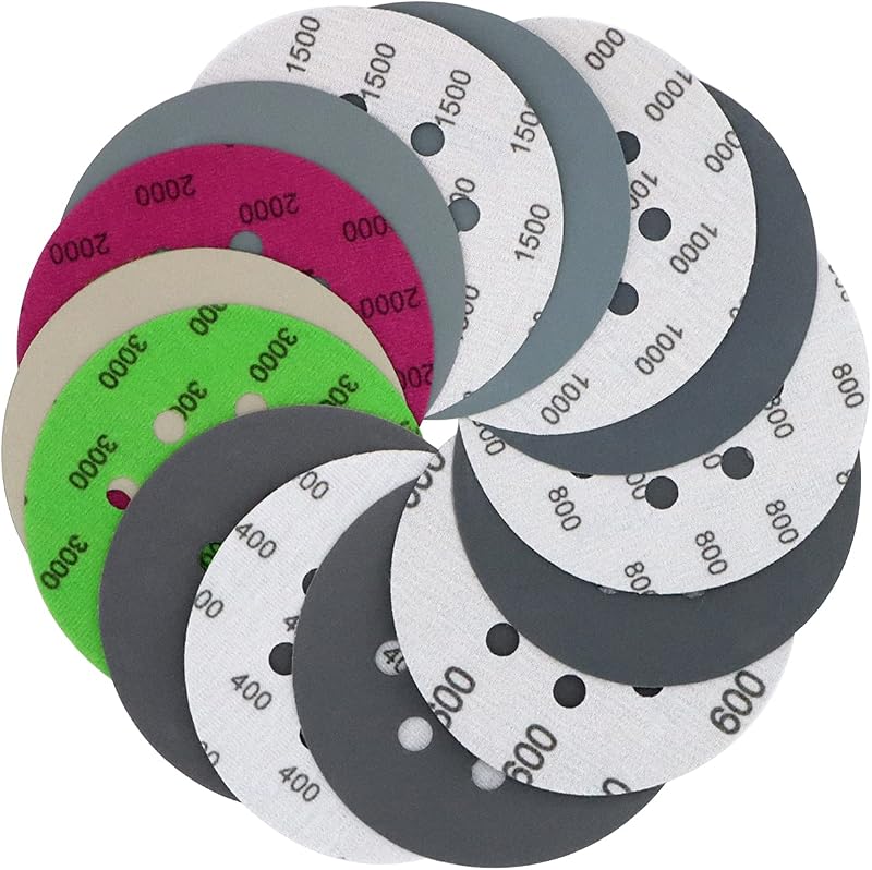 VIBRATITE 70PCS 5 Inch Hook & Loop Sanding Discs, 8 Holes 400-3000 Grit | Silicon Carbide Abrasive, Wet Dry Sandpaper Assortment for Orbital Sanders, Wood, Metal & Auto Finishing