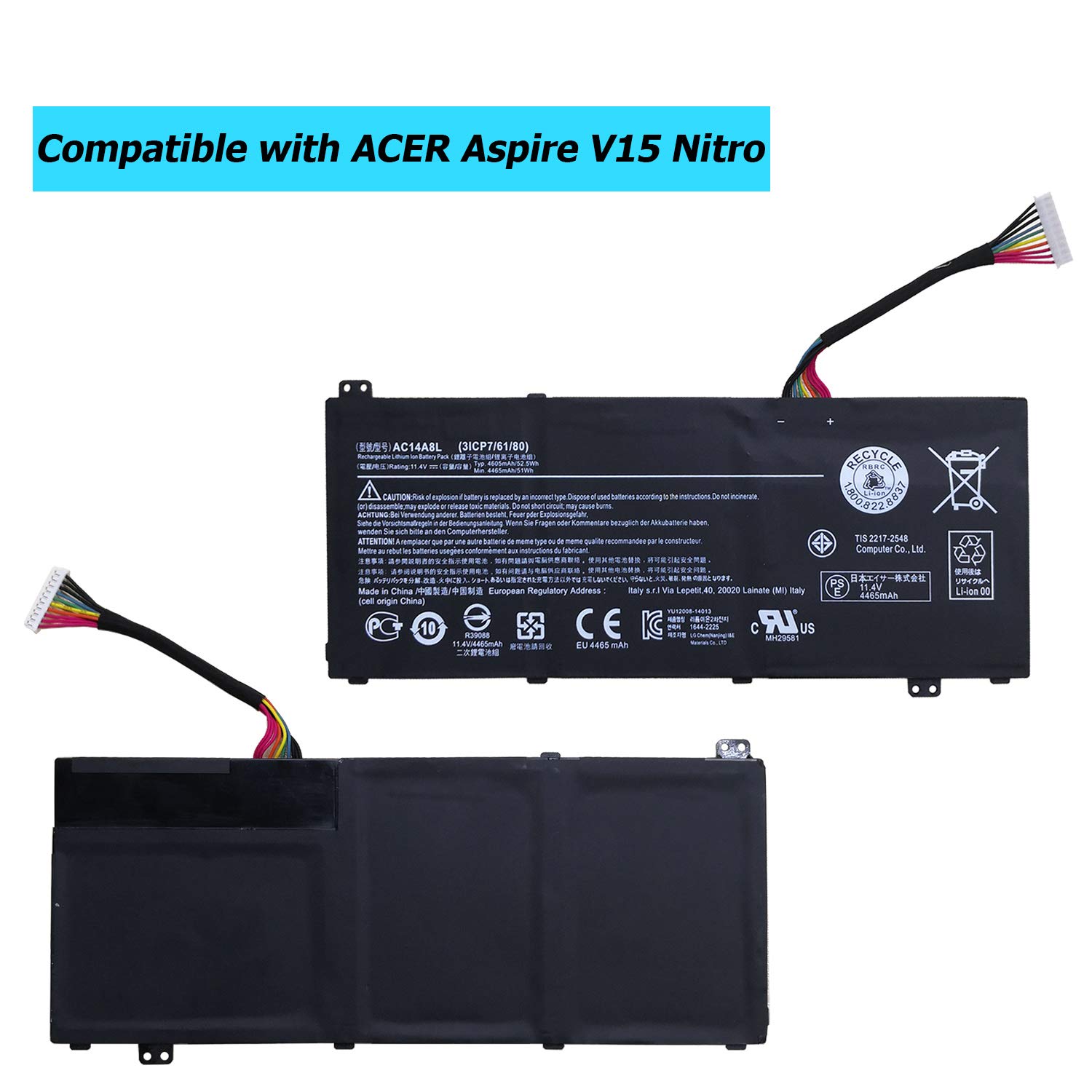 AC14A8L akumulator zastępczy kompatybilny z ACER Aspire V15 Nitro VN7-571 VN7-571G VN7-591 VN7-591G VN7-572G V17 Nitro VN7-791G Series Laptop 3ICP7/61/80 z zestawem narzędzi