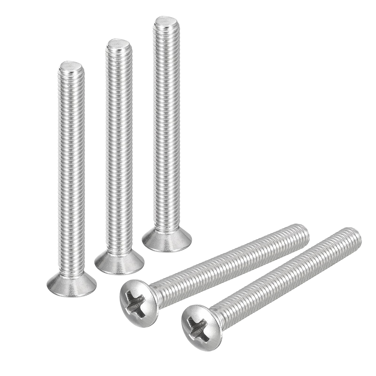 sourcing map Tornillos Phillips de cabeza ovalada M5 x 60 mm, 25 tornillos de cabeza avellanada ligeramente elevados de acero inoxidable 304