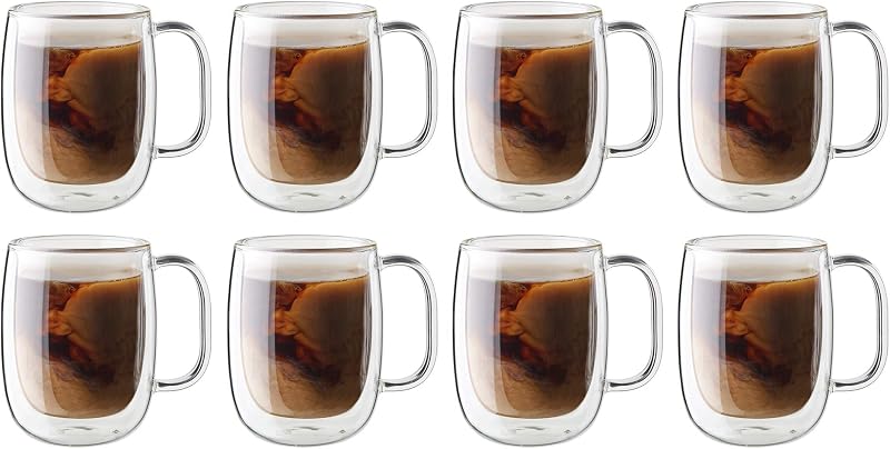 ZWILLING Sorrento Plus 8-pc Double-Wall Glass Coffee Mug Set