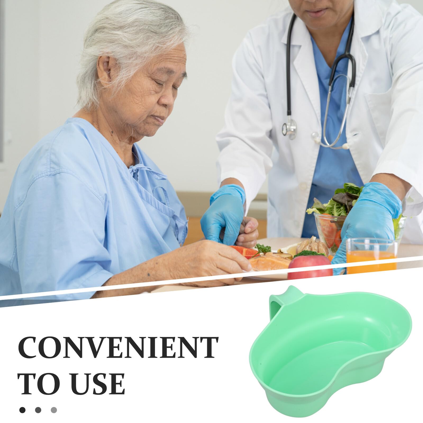 Juego de 3 Vasos para Enjuague Bucal y Taza Vómito para Pacientes Postrados en Cama, Plástico Liviano Verde, Accesorio de Cuidado Dental y Baño para Personas Mayores en