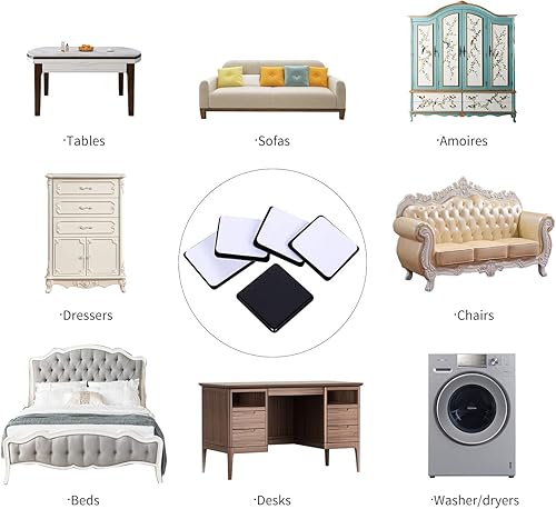 Miniatura 6 de Ezprotekt Deslizadores de muebles para alfombra, cuadrados de 2.5 pulgadas, autoadhesivos, para moquetas, 16 unidades autoadhesivas para muebles,