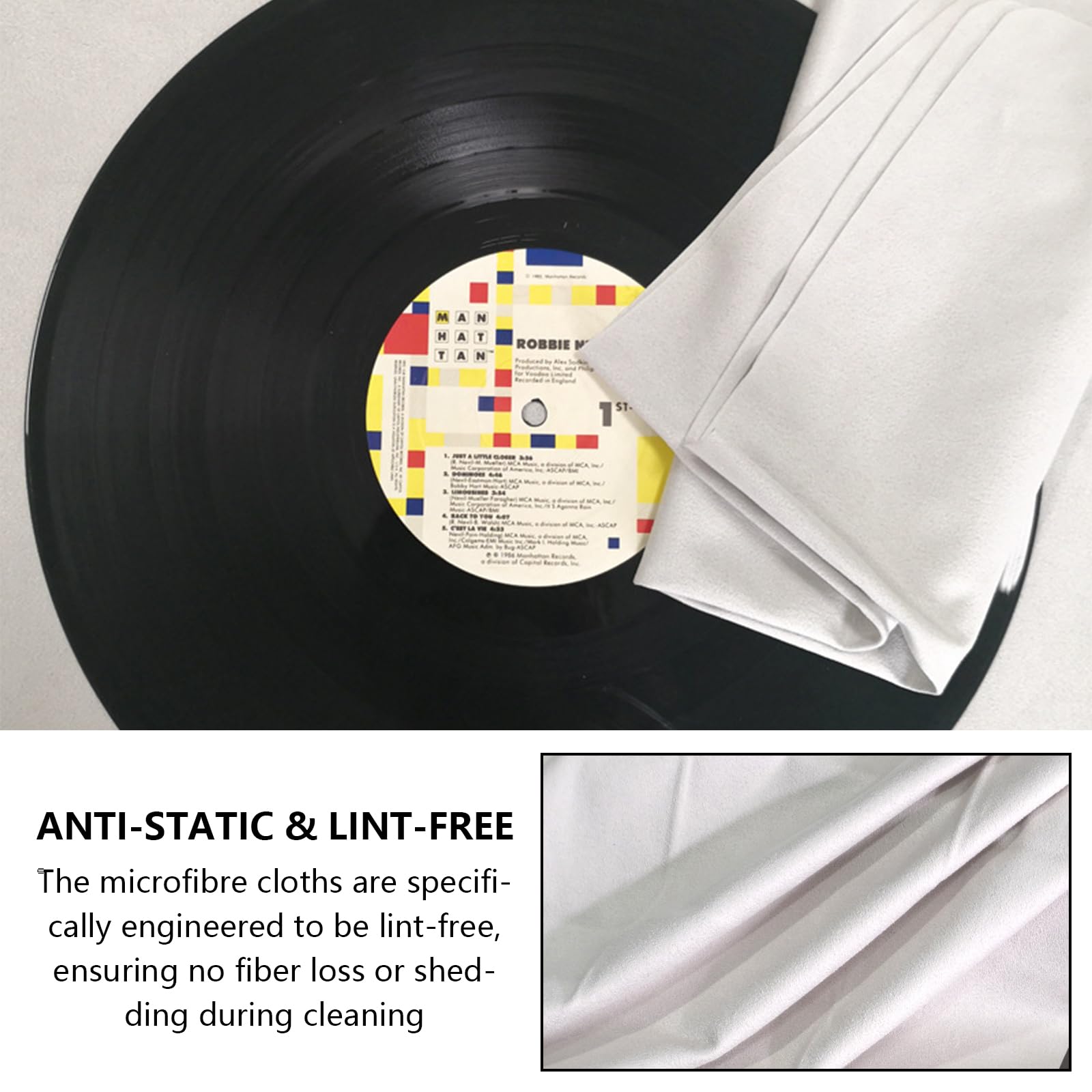 Panno per la pulizia dei dischi in vinile, confezione da 5 panni antistatici per la pulizia dei CD, in microfibra ultra morbida, senza pelucchi, per LP/CD/DVD, 23,9 x 16,5 cm, panni anti-spargimento