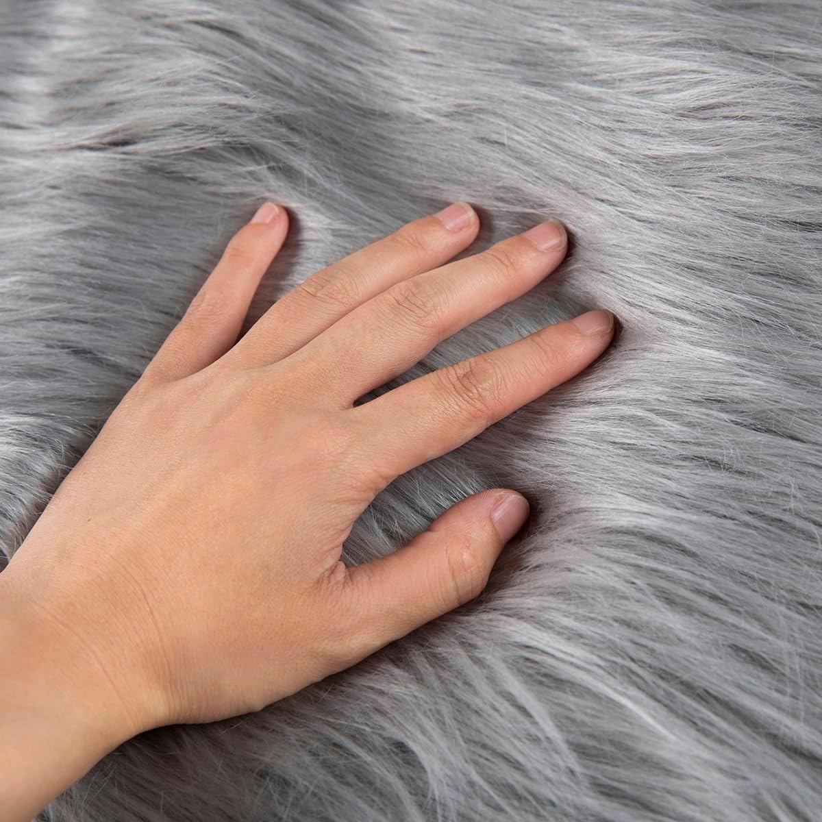 Gray Faux Fur Fabric by The Yard for Crafts 36" X 61" Inch Wide Furry Fabric for Sewing, Costumes, Upholstery & Pillows Long Pile Faux Fur(Gray,One Yard)