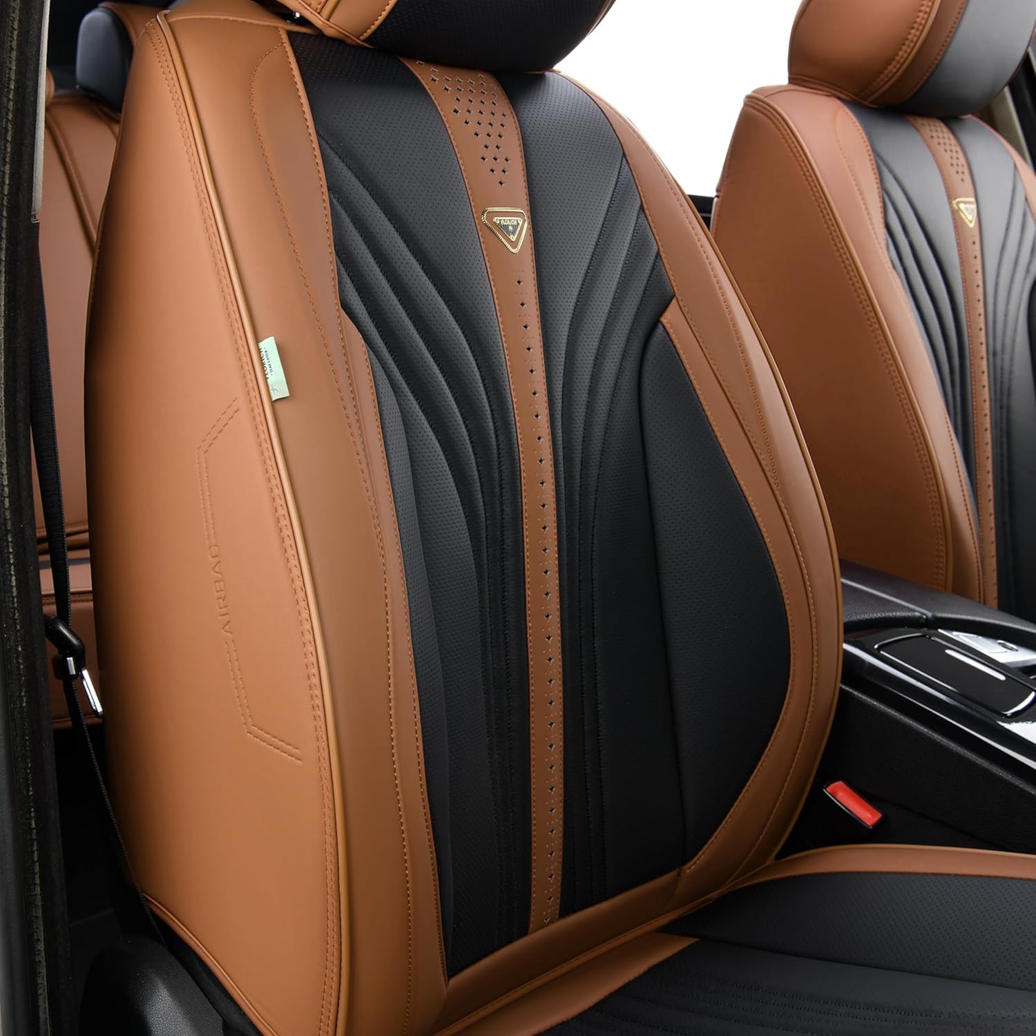 FLORICH Housses de Siège de Voiture 5 Pièces, Housses de Siège Avant Arrière, Housse de Siège de Voiture étanche Compatible avec 95% Berline, SUV, Van (Ensemble Complet, Noir&Brun02)