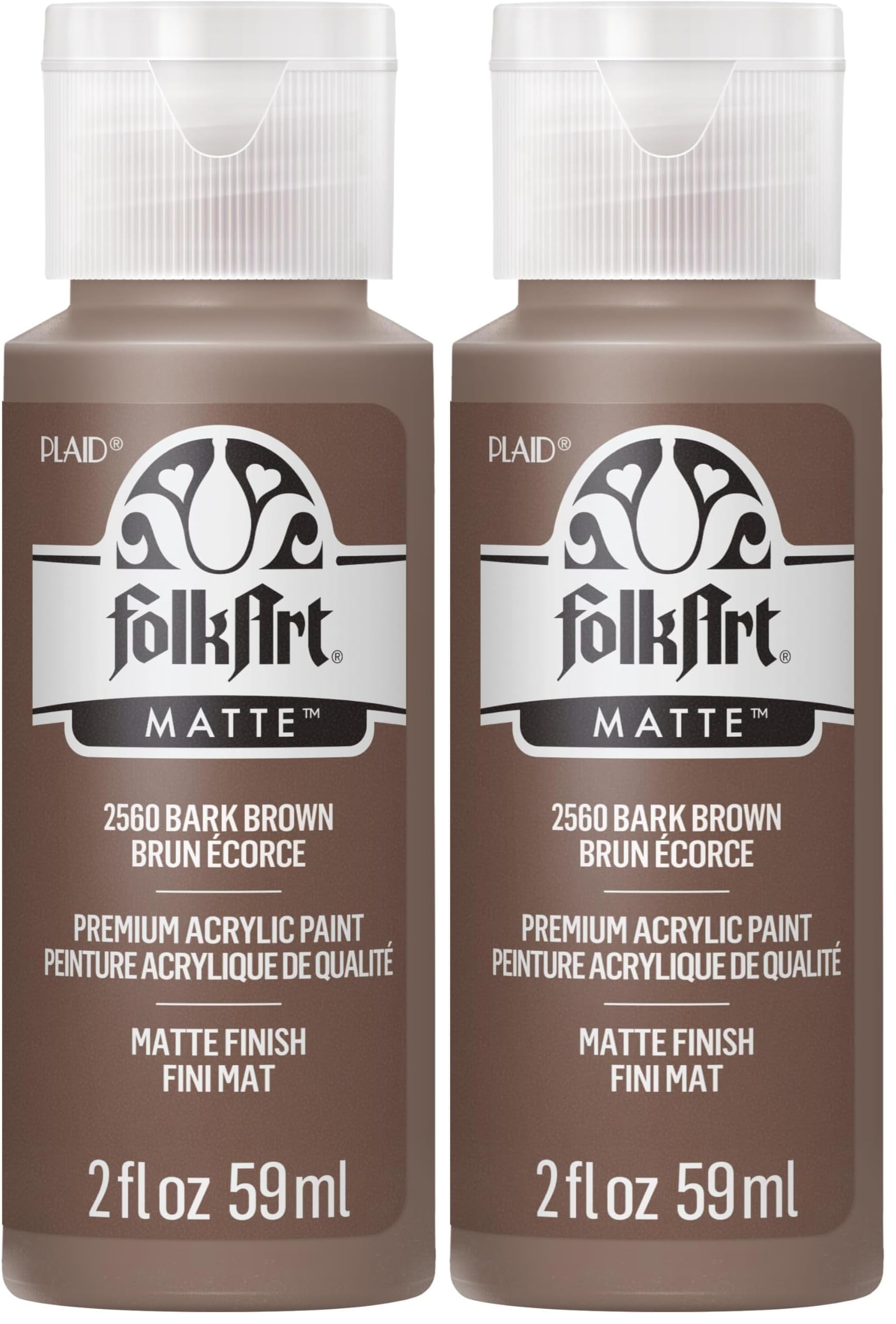 FolkArt Acrylic Paint in Assorted Colors (2 oz), 2560, Bark Brown (Pack of 2)