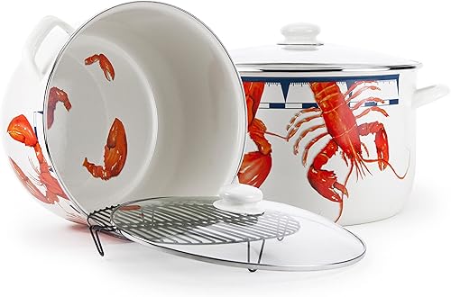 Golden Rabbit Sopa esmaltada o olla de caldo, 18 cuartos de galón, langosta