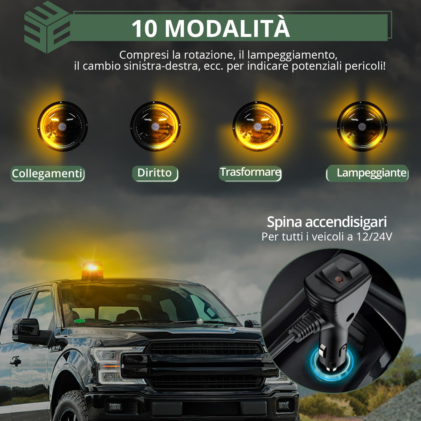 Luci Stroboscopiche LED EYPINS 8x12 - 48W Impermeabile IP65 Per Camion E Trattori 12/24V - Foto 13