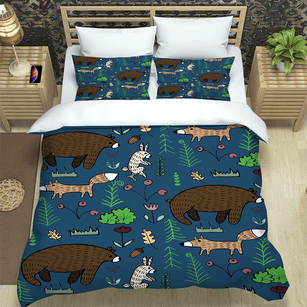 Housse de couette 240x260 ours brun zippée pour en finir avec la couette qui glisse