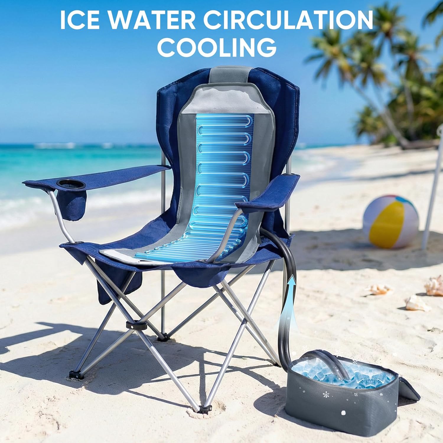 Portable Cooling Pad for Camping Chairs, Cools 50°F in 20 Sec,3 Cooling Modes, Universal Fit for Most Outdoor Chairs, Includes Storage Bag– Ideal for Beach, Sports Events, Excludes Battery