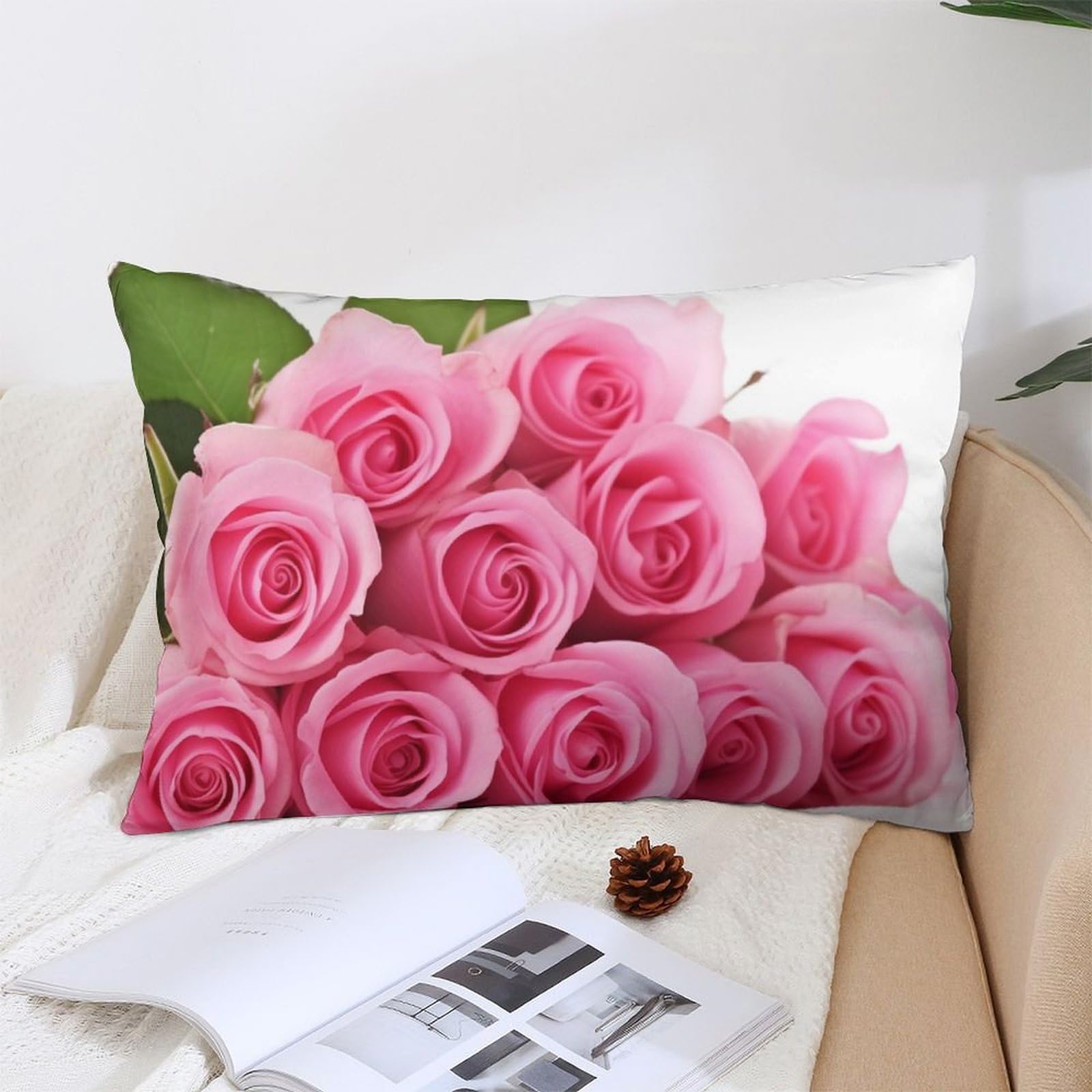 NTVOWPZO Decoration Throw Pillow Covers 12 "x20 Pillowcases Covers Roses Soft Pillowcases Modern Farmhouse Home Decor Sofa Cushions Covers for Couch Bed Living Room