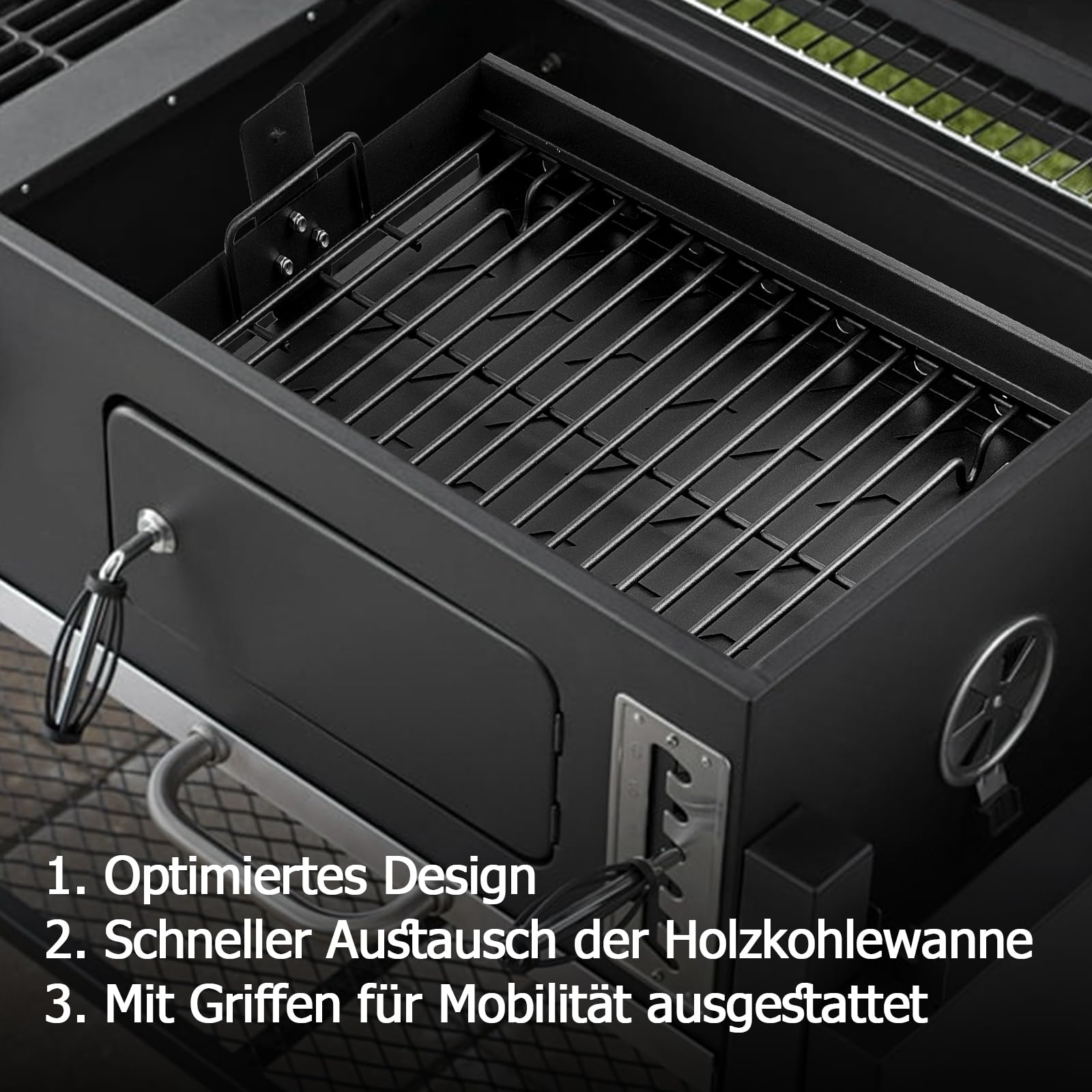 38-73cm Verstellbare Holzkohleschale für Tepro Toronto, TAINO Hero XL Holzkohle Grills, Kohleschale Grill Ersatzteile für Activa Angular, EL Fuego Montreal, Universal Holzkohlerost Ersatzteile