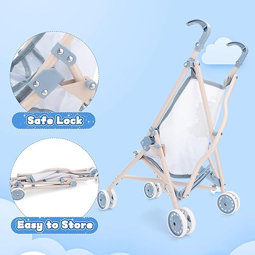 Miniatura 6 de deAO Juego de cochecito de muñeca de bebé de 12 pulgadas con accesorios, cama de cuna, silla alta, juego de rol de guardería, bolsa de