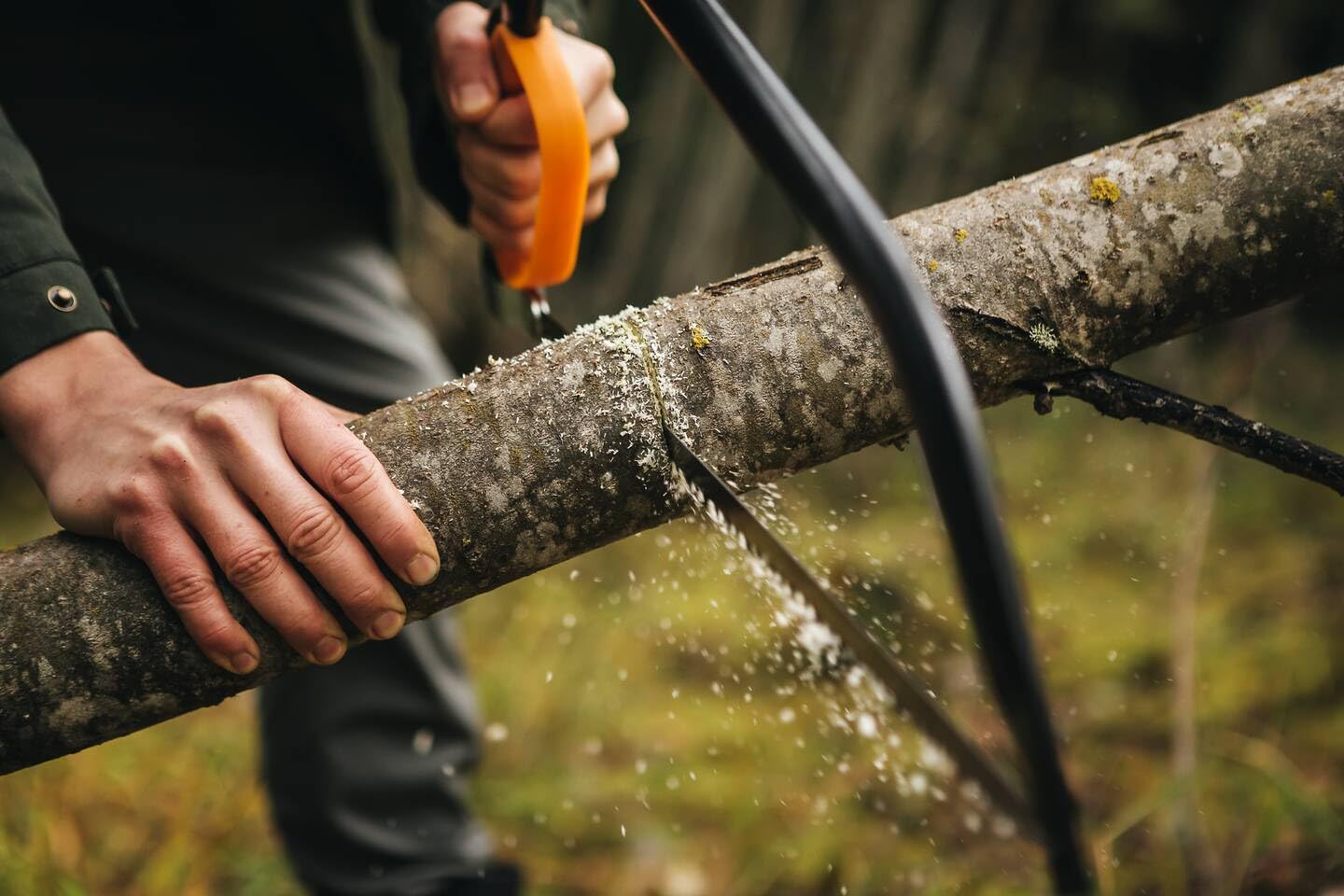 Fiskars Sierra de arco para madera verde, Cuchilla fija, Longitud: 70 cm (24"), Incluye protección de plástico para la cuchilla, Acero, Negro/Naranja, SW31, 1000615