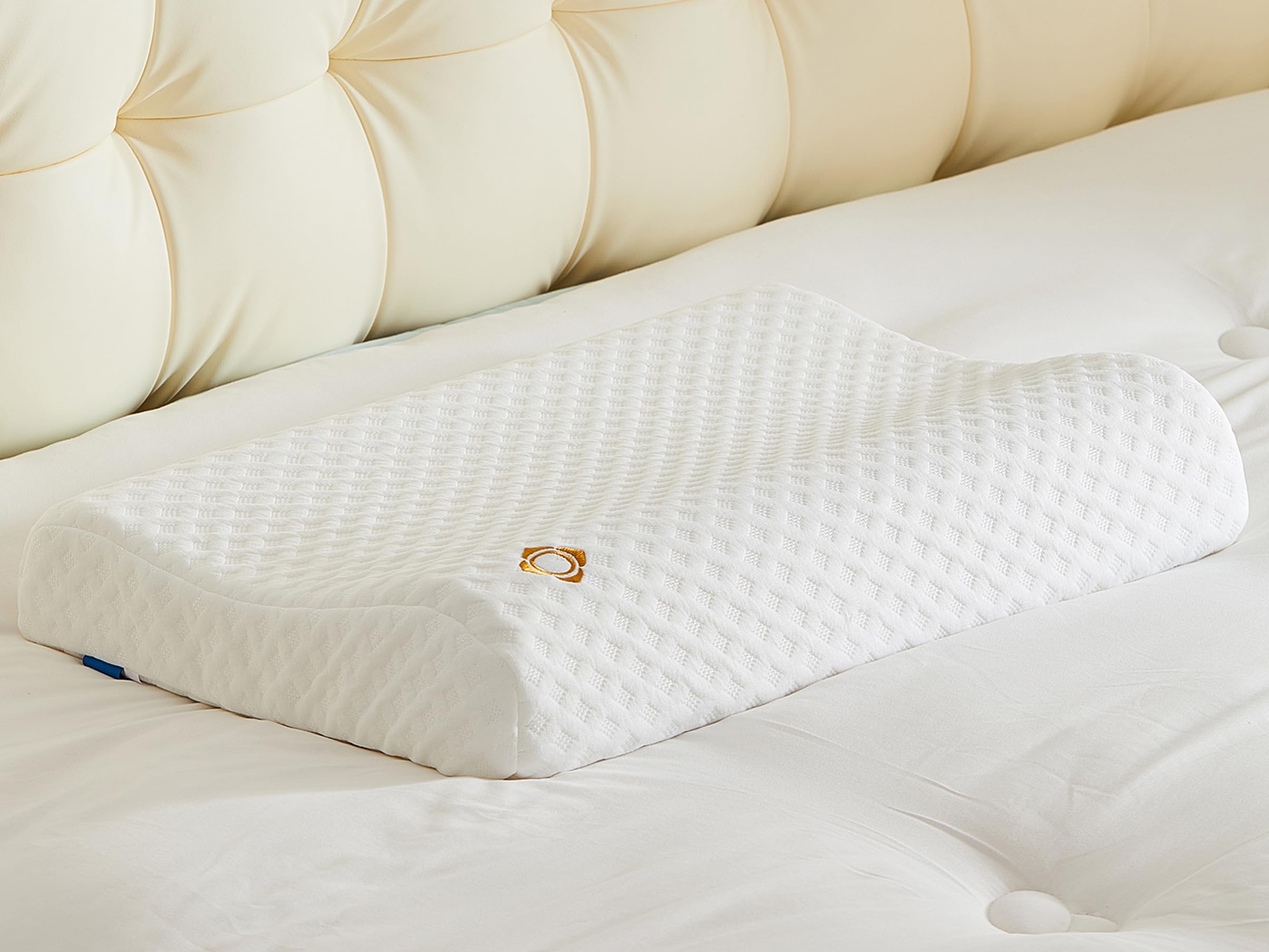 Latex Pillow, Ergonomic Odorless Bed Pillow for Sleeping, Relieve Pressure, Neck and Shoulder Pain, Orthopedic Cervical Pillow Support for Side Back Stomach Sleeper (23.6"x15.7"x3.9"/3.1")