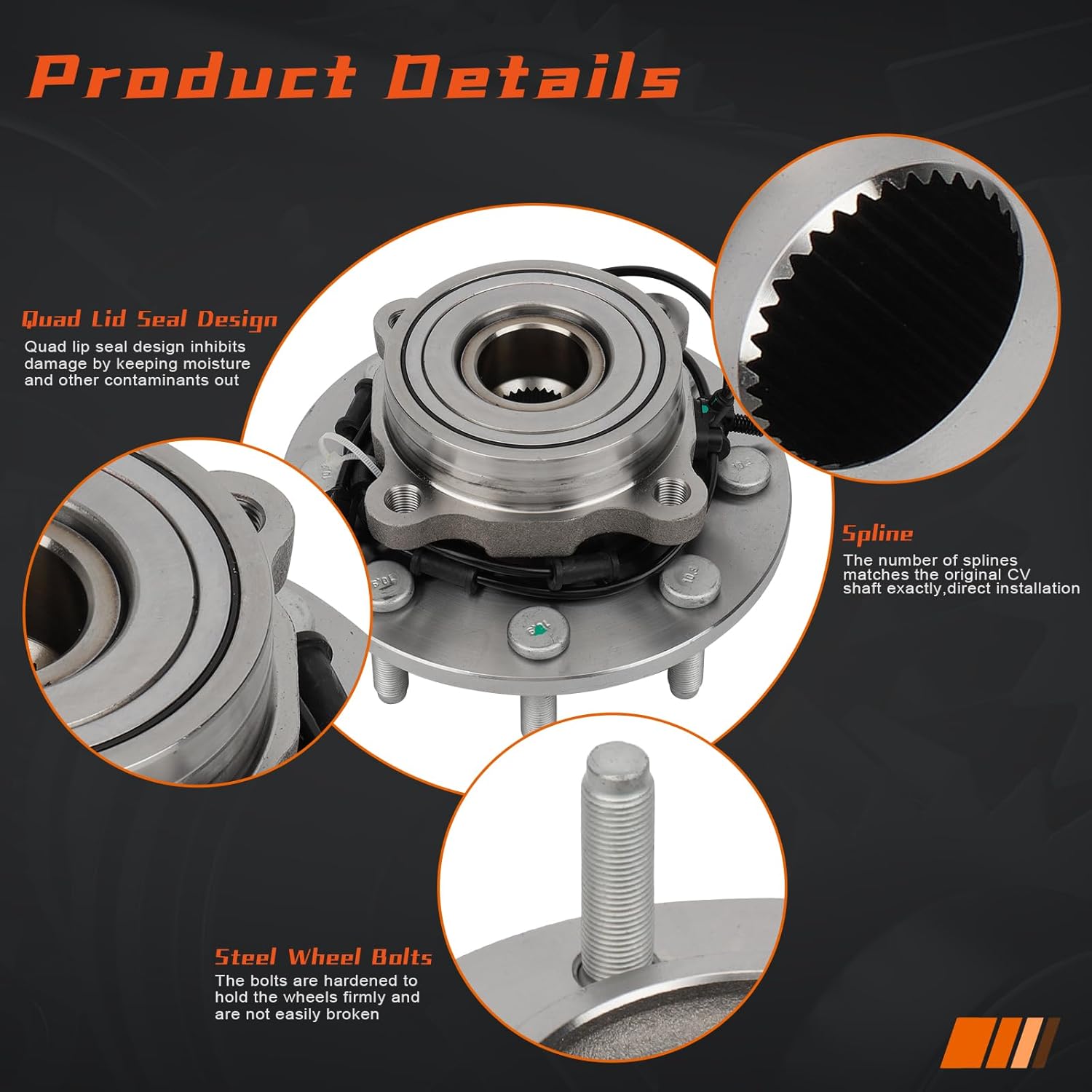 DRIVESTAR 515101 Front Wheel Hub & Bearing Assembly for 2006-2008 Dodge Ram 1500/2500/3500 Truck 2006 07 08, 4x4 4WD, 8 Lug w/ABS (Pair)