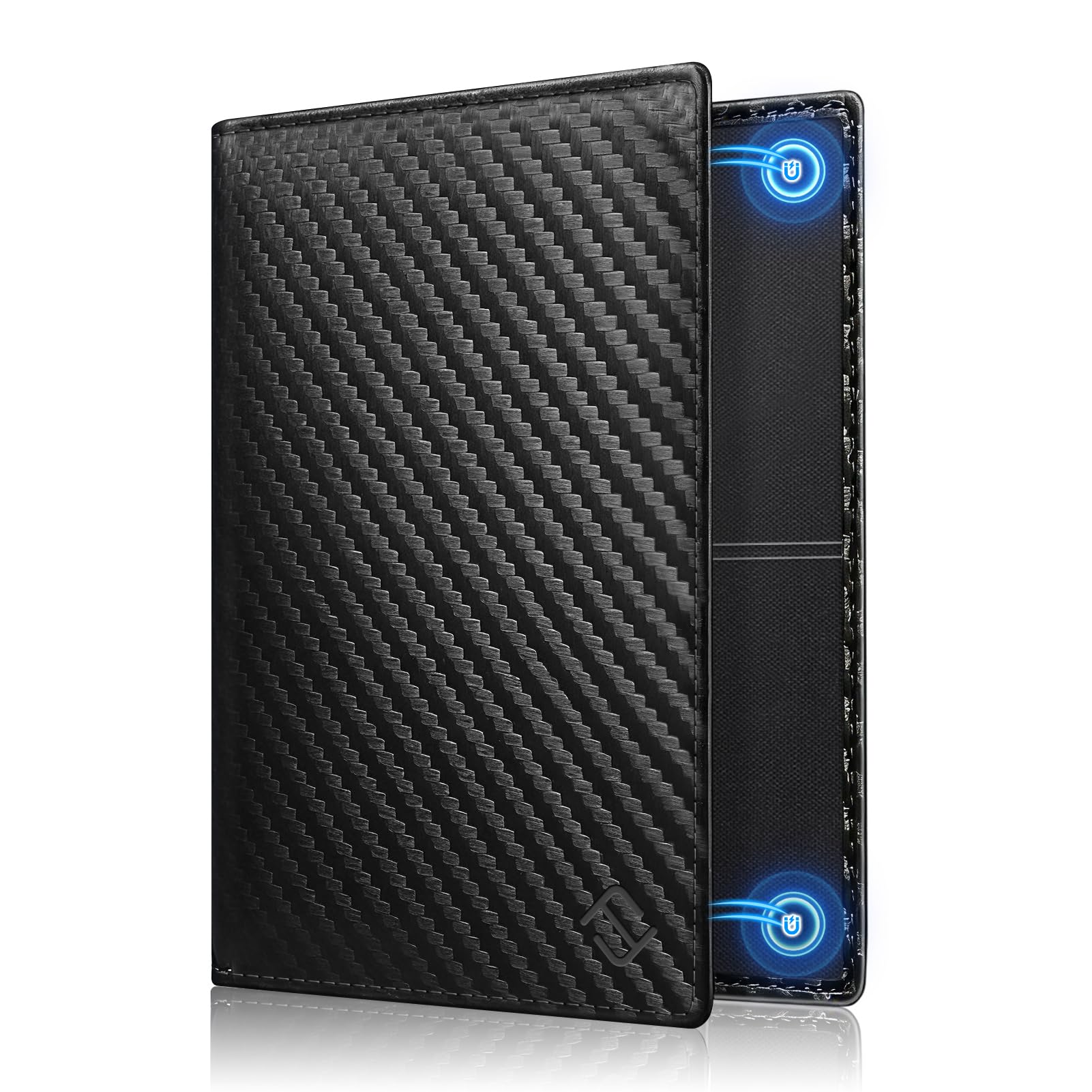 FINTIE KFZ Fahrzeugschein Hülle und Versicherungshalter- Magnetverschluss Auto Organizer für das Handschuhfach im, Scheckkarten Schutzhülle Kartenhülle mit Premium Kunstleder, Carbonfaser Schwarz