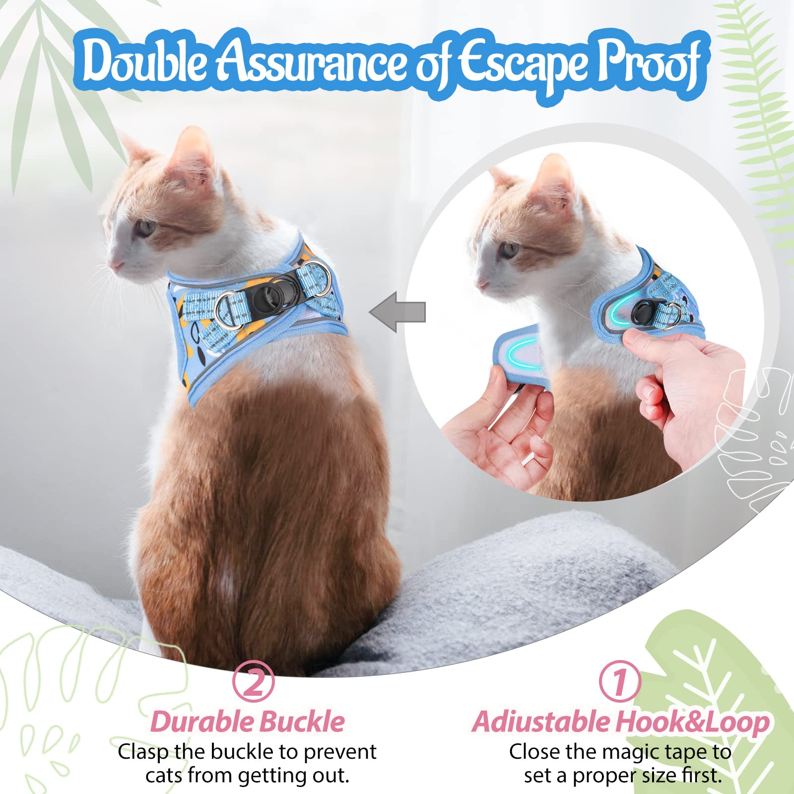 Arnés y Correa para Gatos a Prueba de Escape para Caminar, arnés Suave Ajustable con Correas Reflectantes, arnés de Chaleco para Gatos pequeños y Perros XS