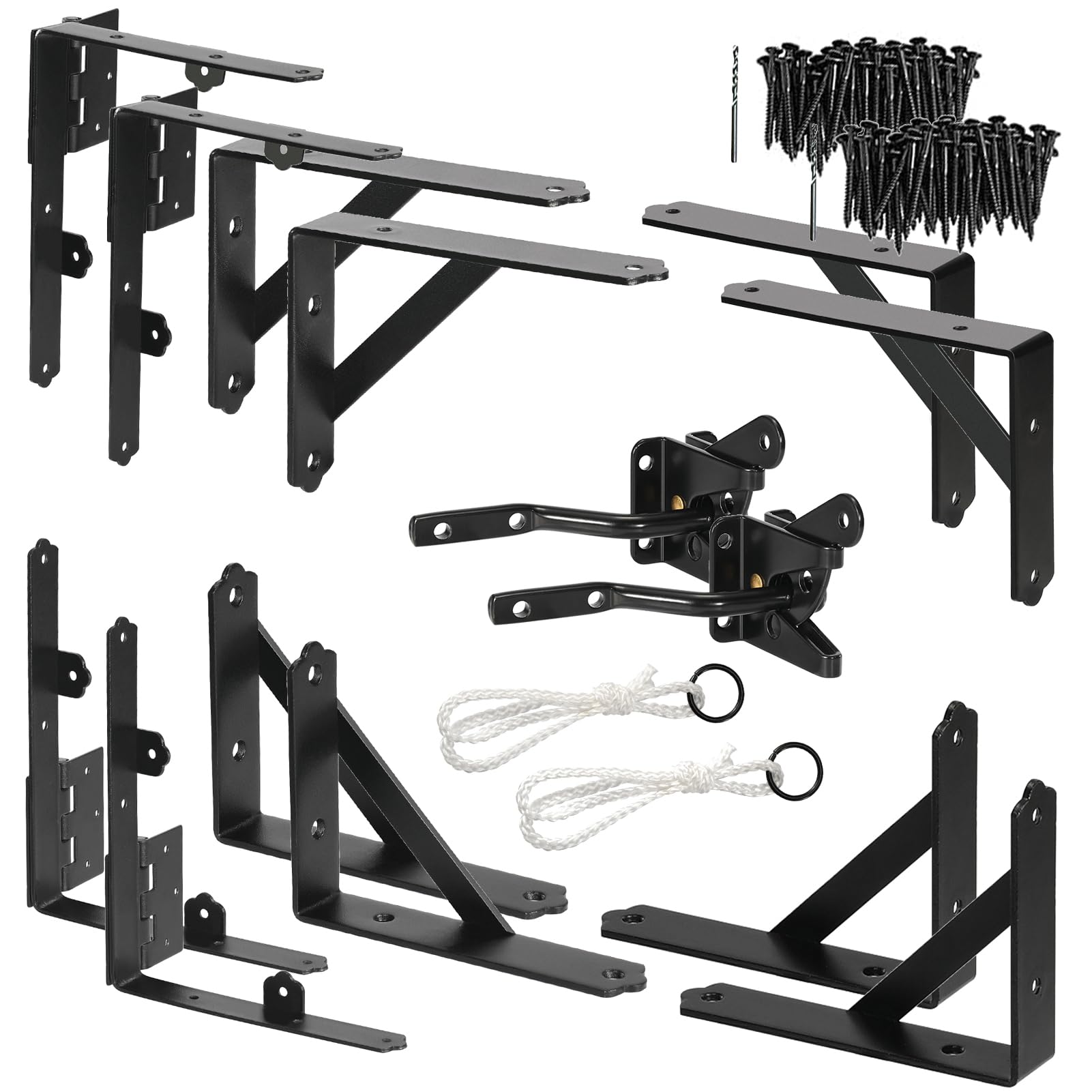 2Pack GoldOrcle 2Pack Anti Sag Gate Kit Heavy Duty No Sag Kit Gate Corner Brace Bracket for Wooden Gate Fence with a Self-Locking Gate Latch