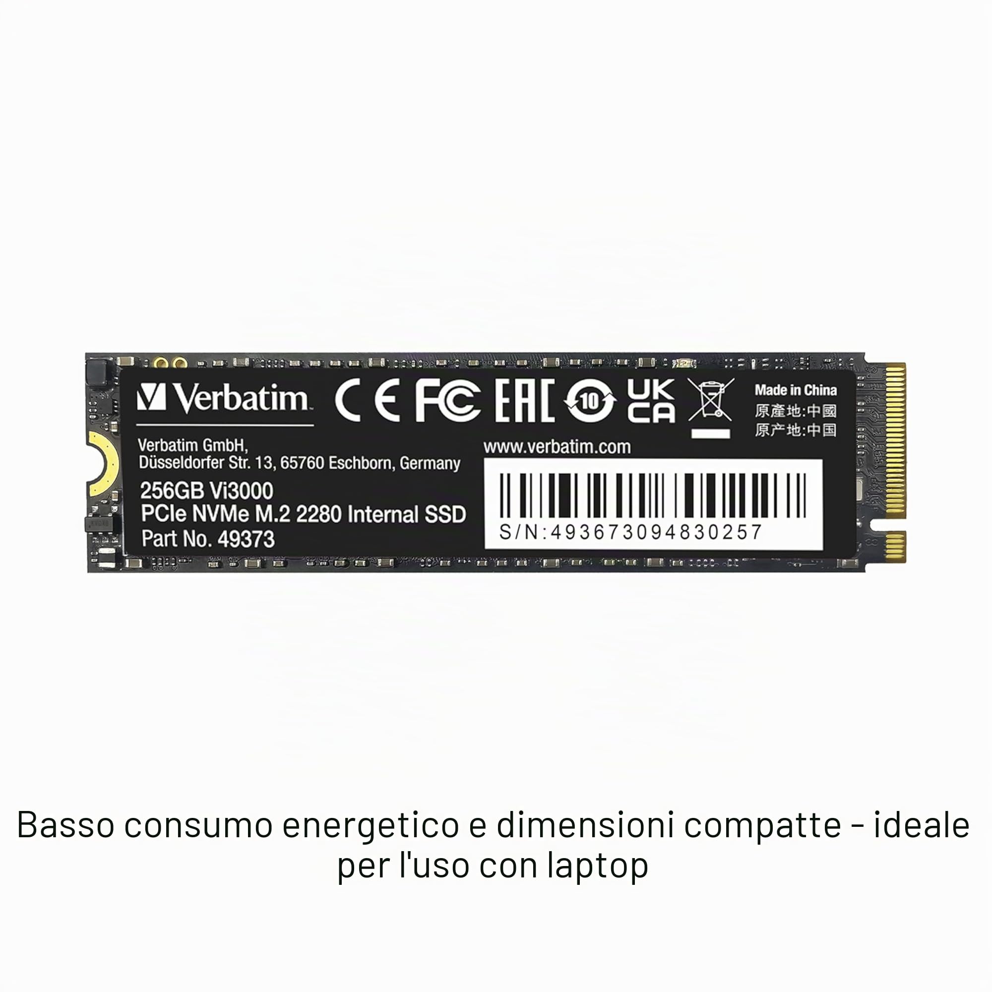 Verbatim Vi3000 PCIe NVMe M.2 SSD 256GB