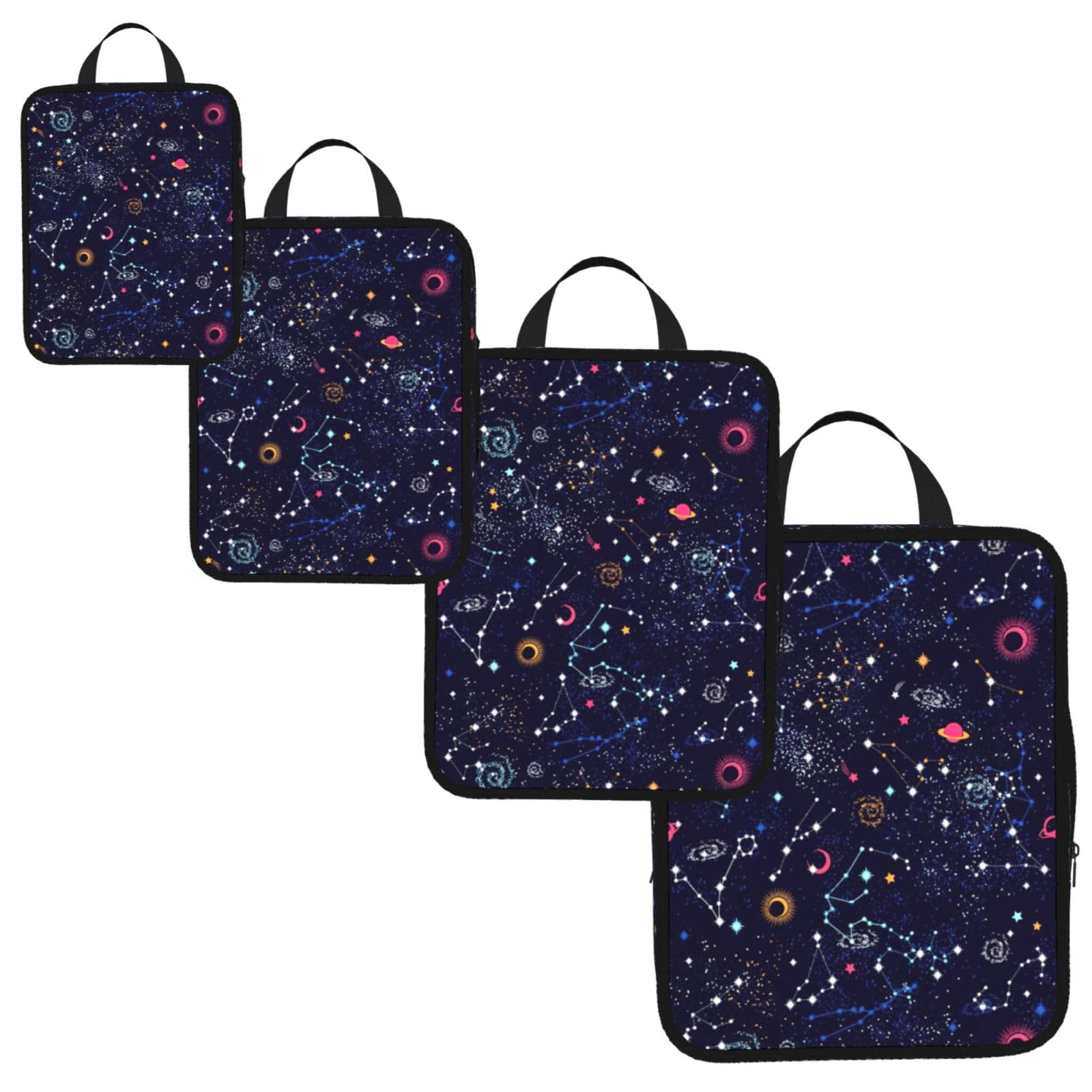 Star Constellation Map Print 4 Set Compression Packing Cubes for Suitcases,Expandable Storage Bags Organizers