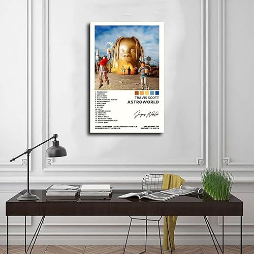 Miniatura 3 de Fludrouid Travis Scott ASTROWORLD - Póster en lienzo para decoración de pared, pintura para sala de estar, dormitorio, sin marco, estilo sin marco,