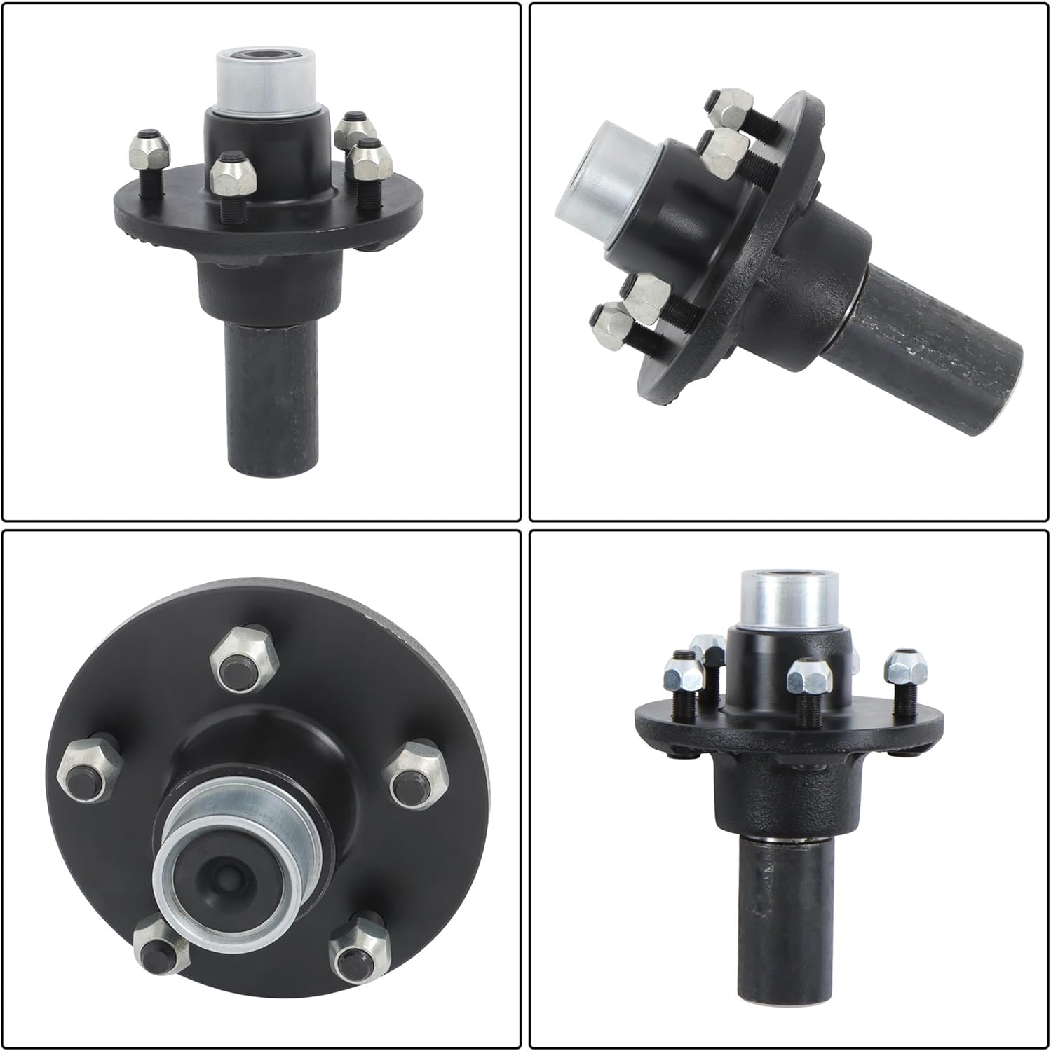 Trailer Hub Spindle Kit Pre-Assembled 5-Lug 4.75 Inch Hub and Round #84 Spindle for 3500Lb Axle