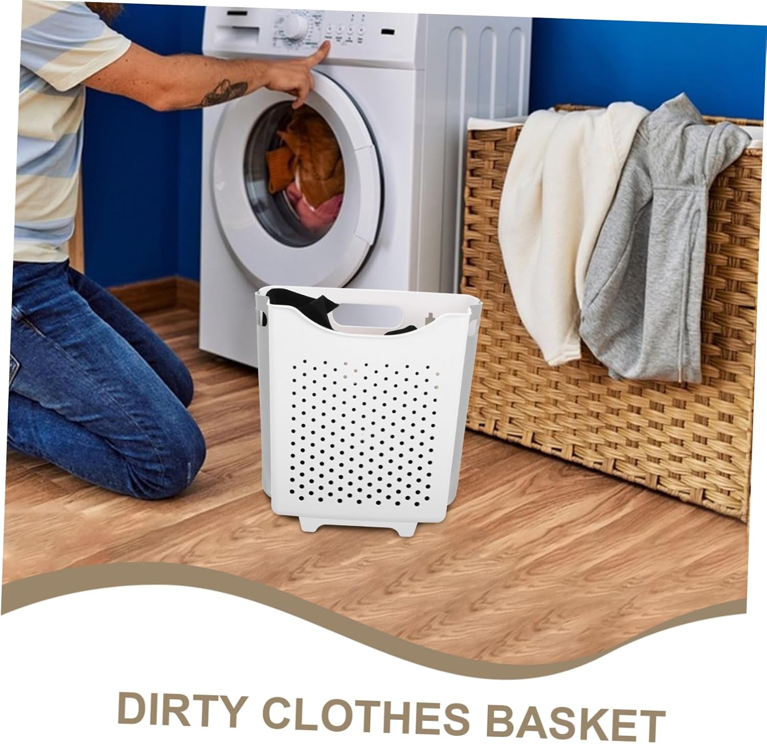 Foldable Wall Mounted Laundry Basket Large Collapsible Dirty Clothes Hamper Space Saving Storage for Bathroom and Washroom Organizing