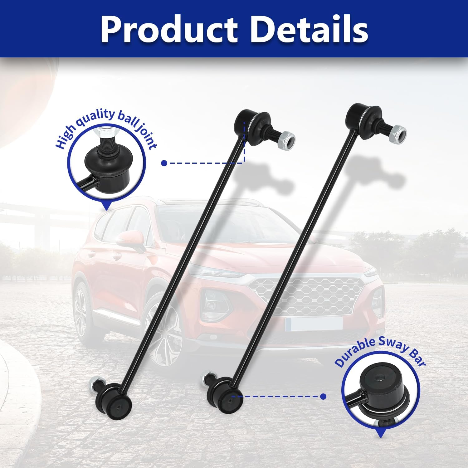 Sway Bar Links K750659, Front Stabilizer Sway Bar End Link Kits Compatible with 2013-2018 Hyundai Santa Fe 2014-2015 Kia Sorento