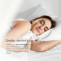 Vista 5 de ORGANIC TEXTILES Almohada Kapok 100% orgánica con funda extraíble de algodón orgánico natural, lavable a máquina, funda ventilada con relleno