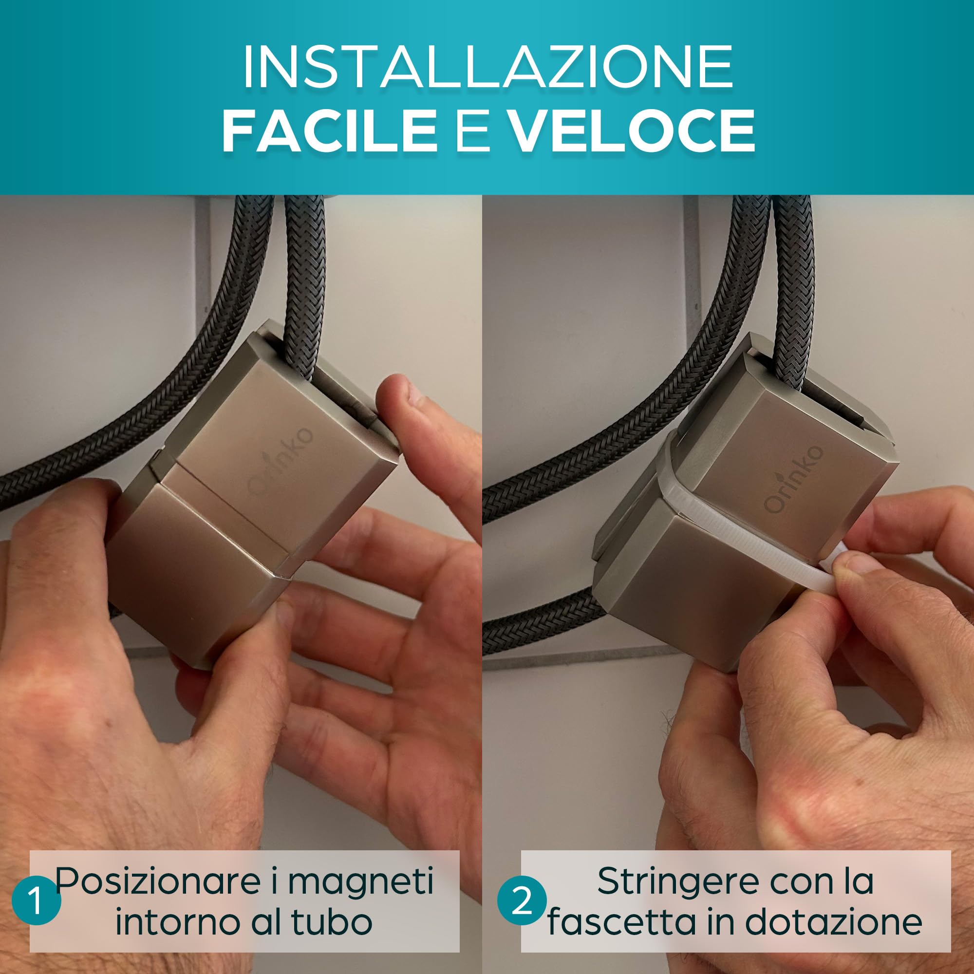 ORINKO® Magnetizzatore anticalcare - Trattamento Acqua Durezza Magnetico Eco-Friendly per Protezione Caldaia, Rubinetti e Lavatrice - Senza Sali e Senza Elettricità - Alternativa Naturale alla Resina