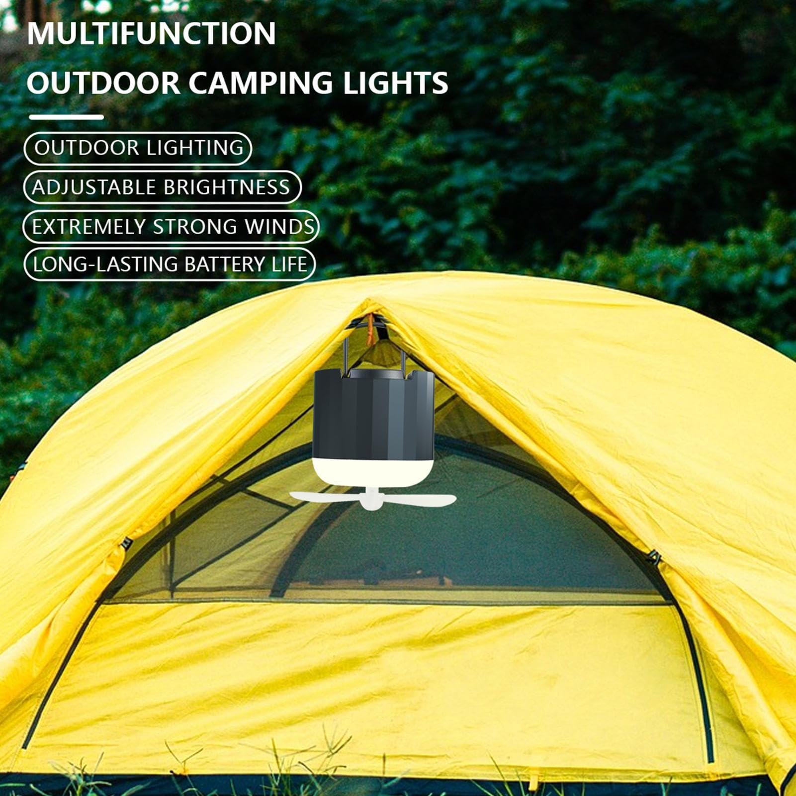 Luz de ventilador al aire libre,Ventilador de linterna para acampar - Luz de tienda de campaña con ventilador de refrigeración personal para exterior - Pequeño ventilador de verano,