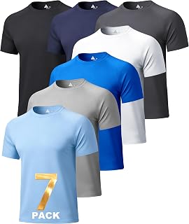 7 Pack Men's Short Sleeve T-Shirts Quick Dry Workout Athletic Shirt