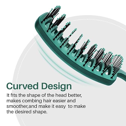 Miniatura 4 de Cepillo de pelo curvado ventilado para un secado más rápido, cepillo ventilado para mujeres y hombres, cepillo de peinado con cerdas de nailon para