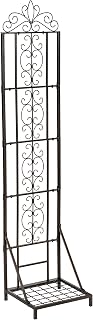 Evergreen Garden Montebello Metal Plant Stand with Lattice Trellis for Climbing Plants, Floor Tall Plant Stand Indoor and Outdoor for Patio, Porch, Garden