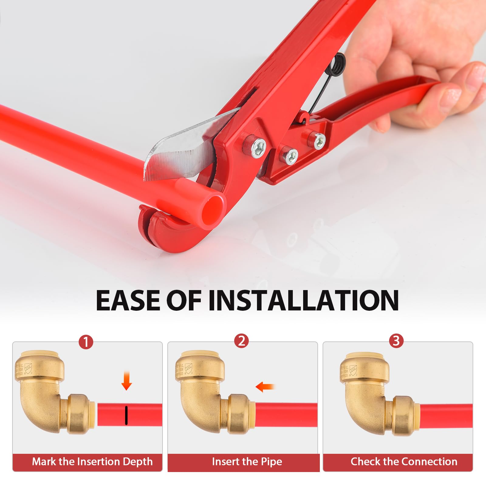 EFIELD PushFit - Codo reductor de 3/4 x 1/2 pulgadas, montaje de fontanería para cobre, PEX, CPVC con 2 clips de desconexión, sin plomo